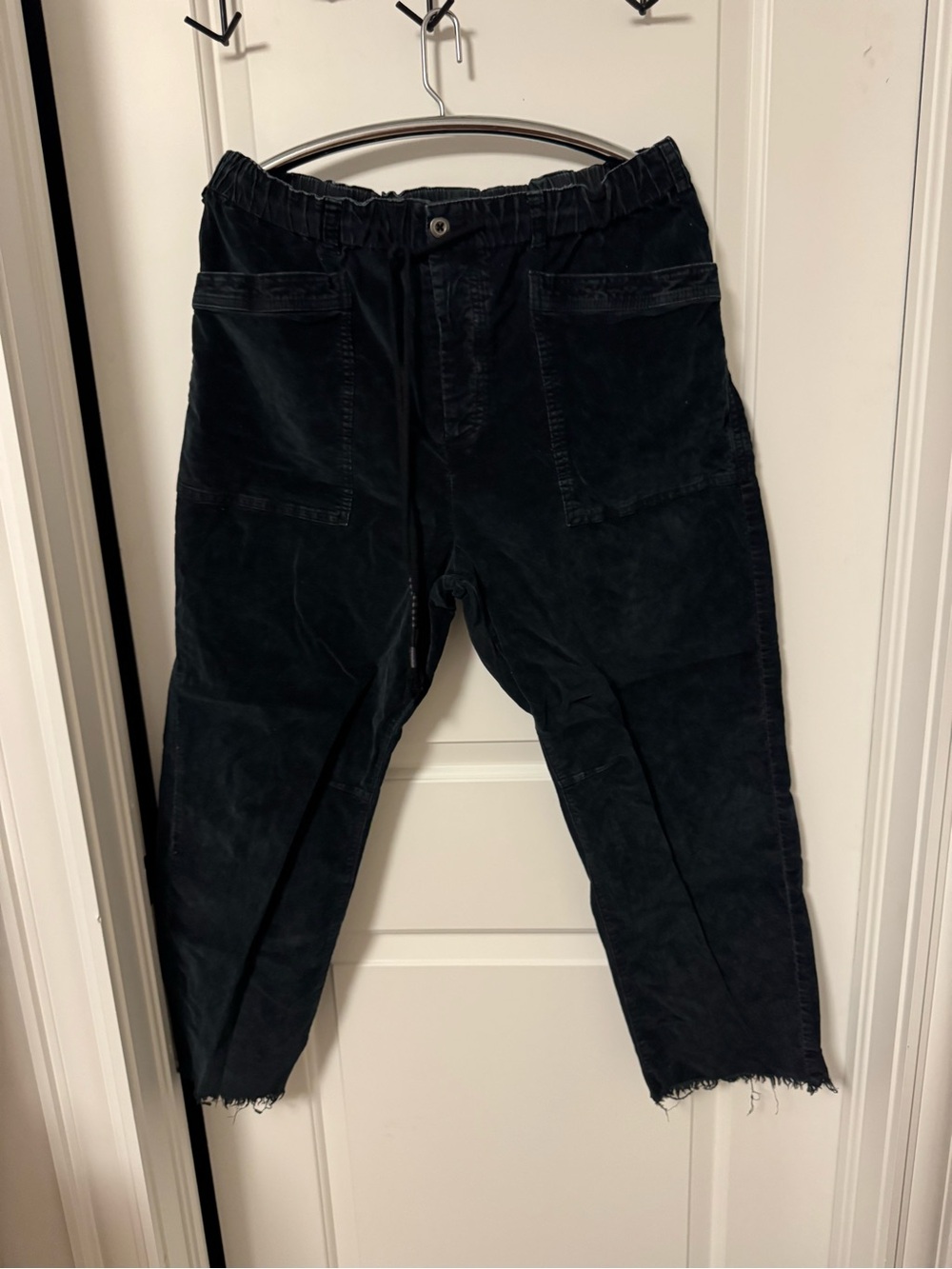 Free People Black Corduroy Drawstring Cargo Pants